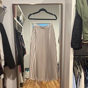 Reiss Silver A-Line Pleated Skirt